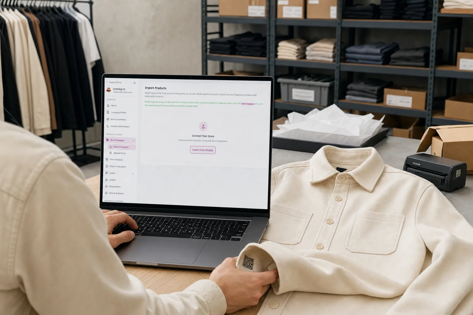 Brand operator importing products into Grapevine